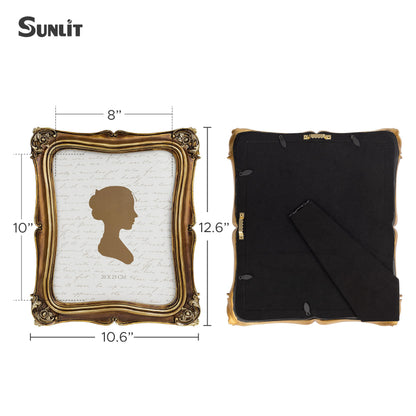 Sunlit Vintage Small Picture Frame 2.5x3.5 Inch, Antique Mini Polaroid Photo Frames with Glass Front, Luxury Wallet Size Picture Frames, Tiny Photo Frames Display Tabletop Wall Hanging Gift Ideas, Gold