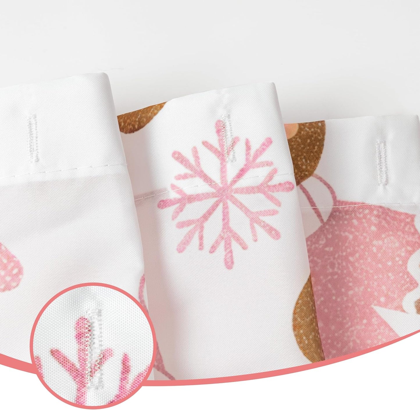 Sunlit Christmas Shower Curtain, Cute Gingerbread Men, Pink Christmas Trees and Gifts with Snowflake Accents, Whimsical Holiday Bathroom Decor, 72" x 72"