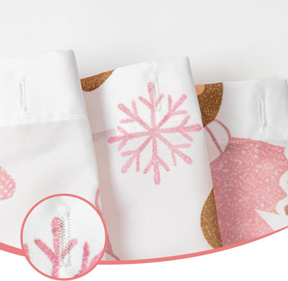 Sunlit Christmas Shower Curtain, Cute Gingerbread Men, Pink Christmas Trees and Gifts with Snowflake Accents, Whimsical Holiday Bathroom Decor, 72" x 72"