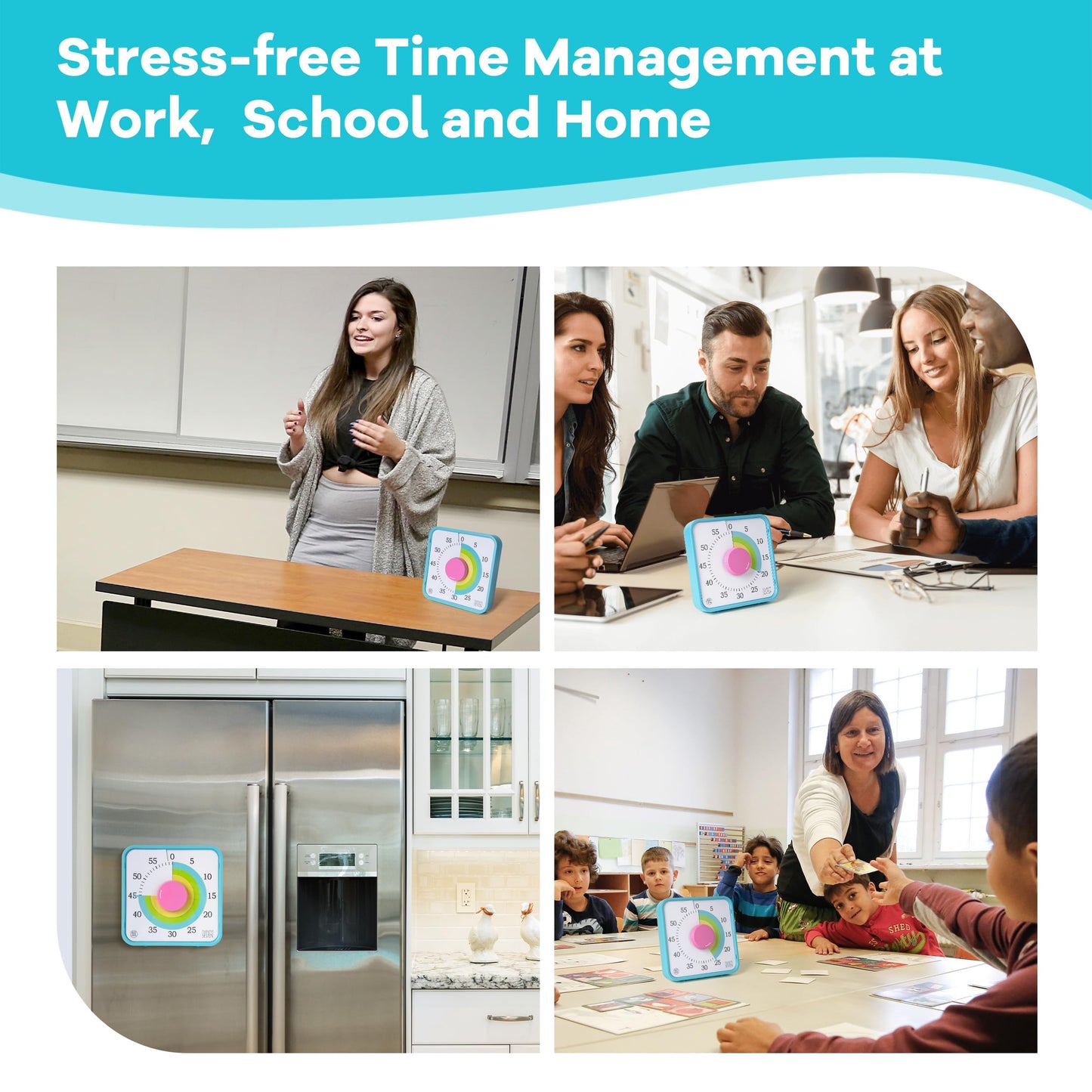 TWENTY5 SEVEN Countdown Timer 7.5 inch; 60 Minute 1 Hour Visual Timer – Classroom Teaching Tool Office Meeting, Mechanical Countdown Clock for Kids Exam Time Management Magnetic, Sky Blue