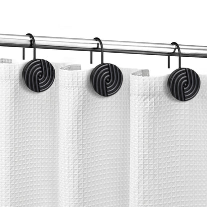Sunlit Geometric Decorative Shower Curtain Hooks, Matt Triangle Geometric Black Shower Curtain Rings, Resin, Bathroom Decoration Boho Shower Curtain Hooks-12 Pack