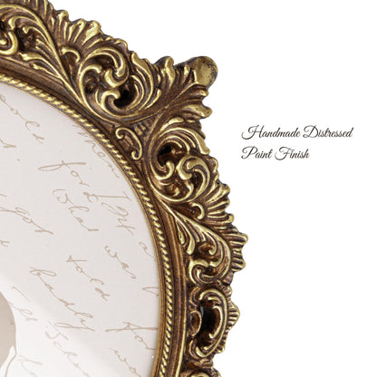 Sunlit Vintage Picture Frame 4x6 Inch, Oval Antique Photo Frames with Glass Front, Luxury Photo Display, Tabletop Wall Hanging, Gift Ideas, White