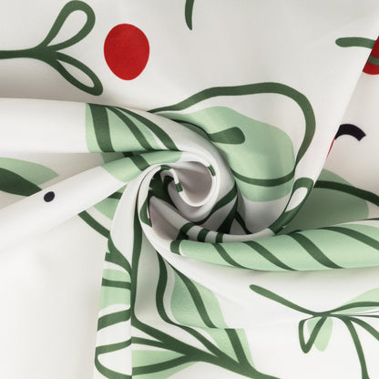 Sunlit Christmas Shower Curtain, Green Xmas Pine Tree with Red Star Ornament Holiday Floral Holly Berries Decorations Festive Bathroom Fabric Shower Curtain, Home Decor Tapestry, 72" x 72"