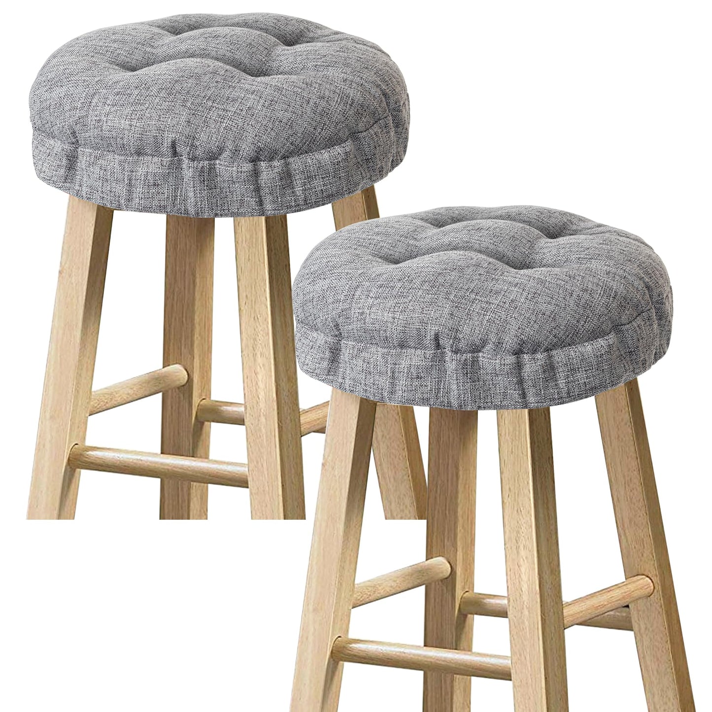 Sunlit Bar Stool Covers - Set of 2 Round Bar Stool Seat Covers, Soft and Cushioned Bar Chair Covers, Easy to Install and Wash, Cover Only, 12 Inch Diameter, Light Gray