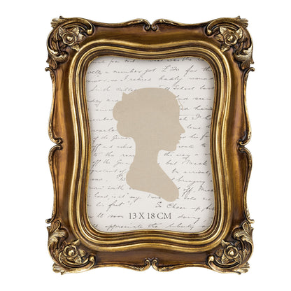 Sunlit Vintage Small Picture Frame 2.5x3.5 Inch, Antique Mini Polaroid Photo Frames with Glass Front, Luxury Wallet Size Picture Frames, Tiny Photo Frames Display Tabletop Wall Hanging Gift Ideas, Gold