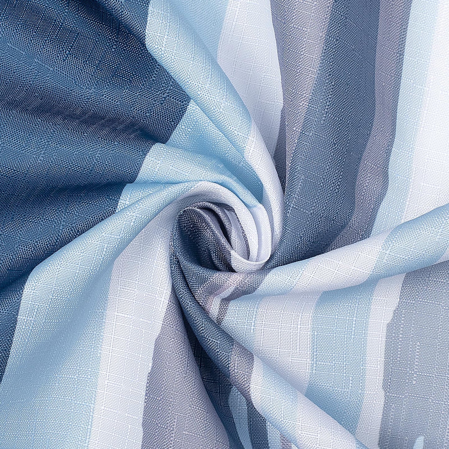 Sunlit Sunset Ombre Striped Shower Curtain, Blue and Orange Textured Slubbed Fabric Shower Curtain for Bathroom Decoration, Gradient Stripe Bathroom Curtain, 72x72