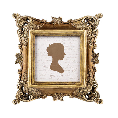 Sunlit Vintage Picture Frame 4x4 Inch, Luxury Antique Square Photo Frames with Glass Front, Photo Display, Tabletop Wall Hanging, Gift Ideas, Bronze Gold