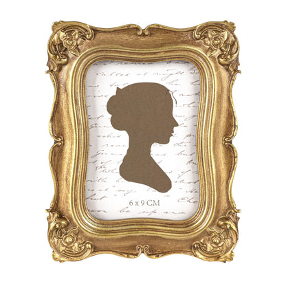 Sunlit Vintage Small Picture Frame 2.5x3.5 Inch, Antique Mini Polaroid Photo Frames with Glass Front, Luxury Wallet Size Picture Frames, Tiny Photo Frames Display Tabletop Wall Hanging Gift Ideas, Gold