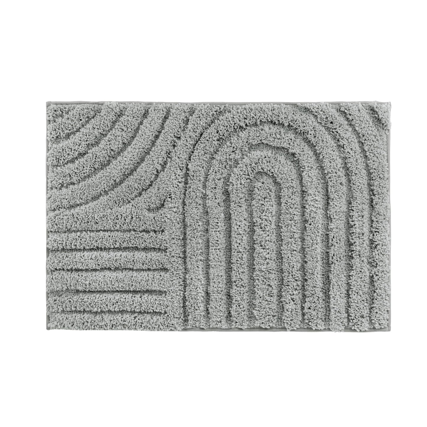 Sunlit 20"x30" Boho Decorative Textured Bathroom Rug Mat, Mid Century Modern Non-Slip Absorbent Soft Bath Mat, Organic Modern Floor Mat Dry Fast Machine Washable, Gray