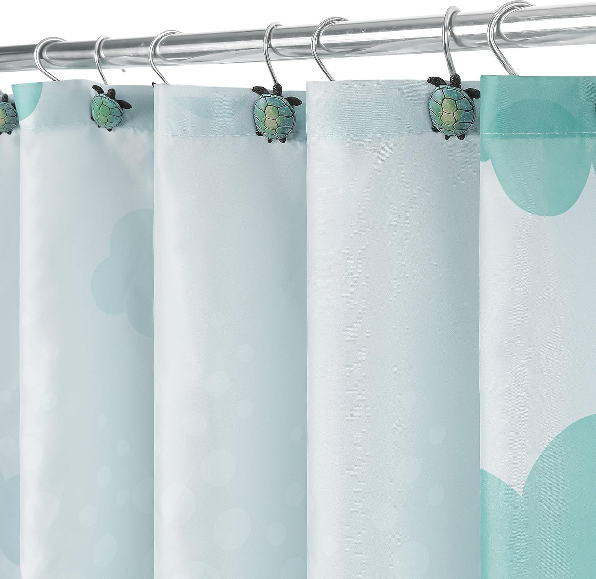 Sunlit Lovely Cartoon Sea Creatures Fabric Shower Curtain for Kids, Whale Turtle and Fish Bathroom Decor Curtain for Girls and Boys