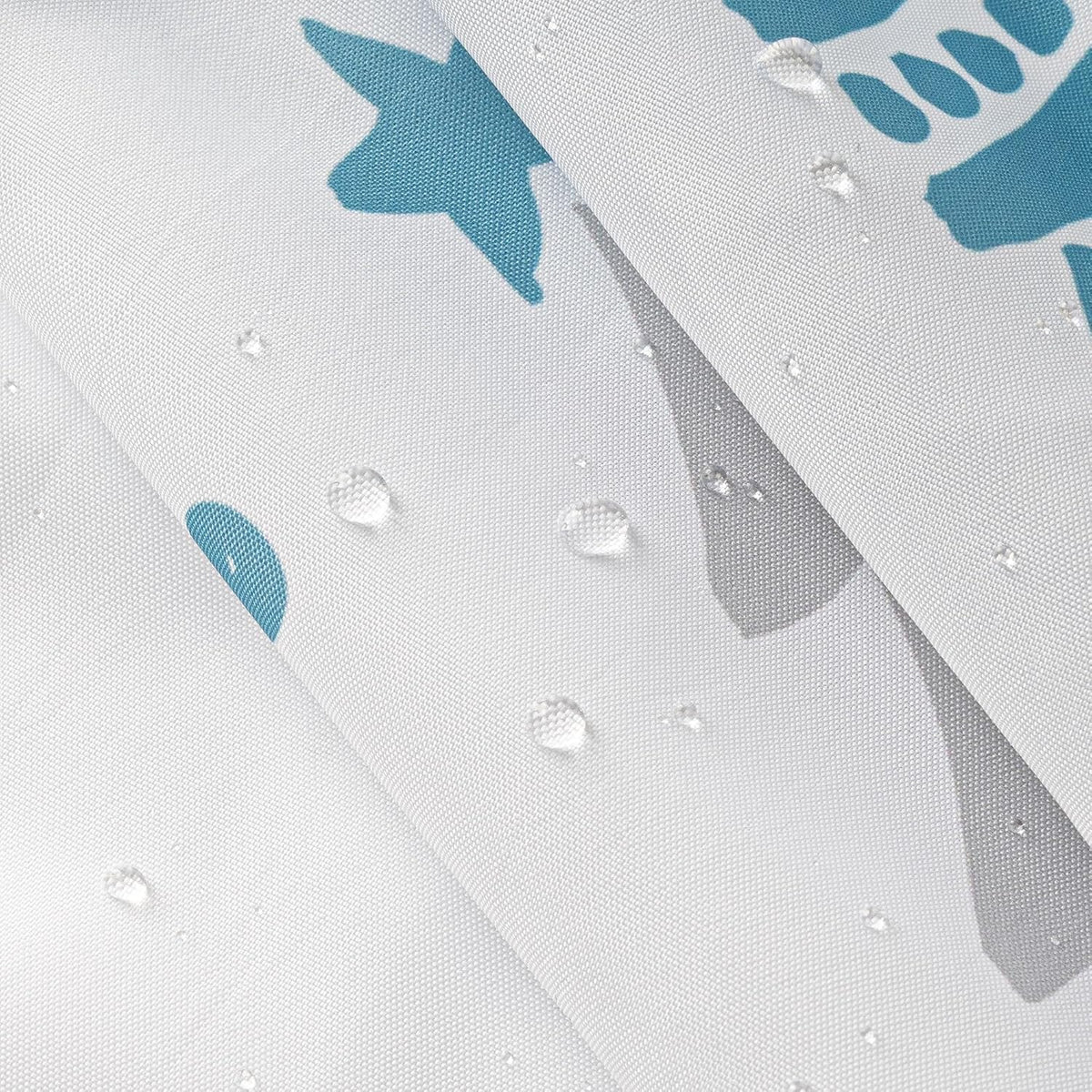 Sunlit Christmas Shower Curtain, Blue and Gray Xmas Trees with Stars and Snow Pattern Shower Curtains for Bathroom Decor, Winter Snowflake Pine Tree Bathroom Curtains, 71x71 Inch