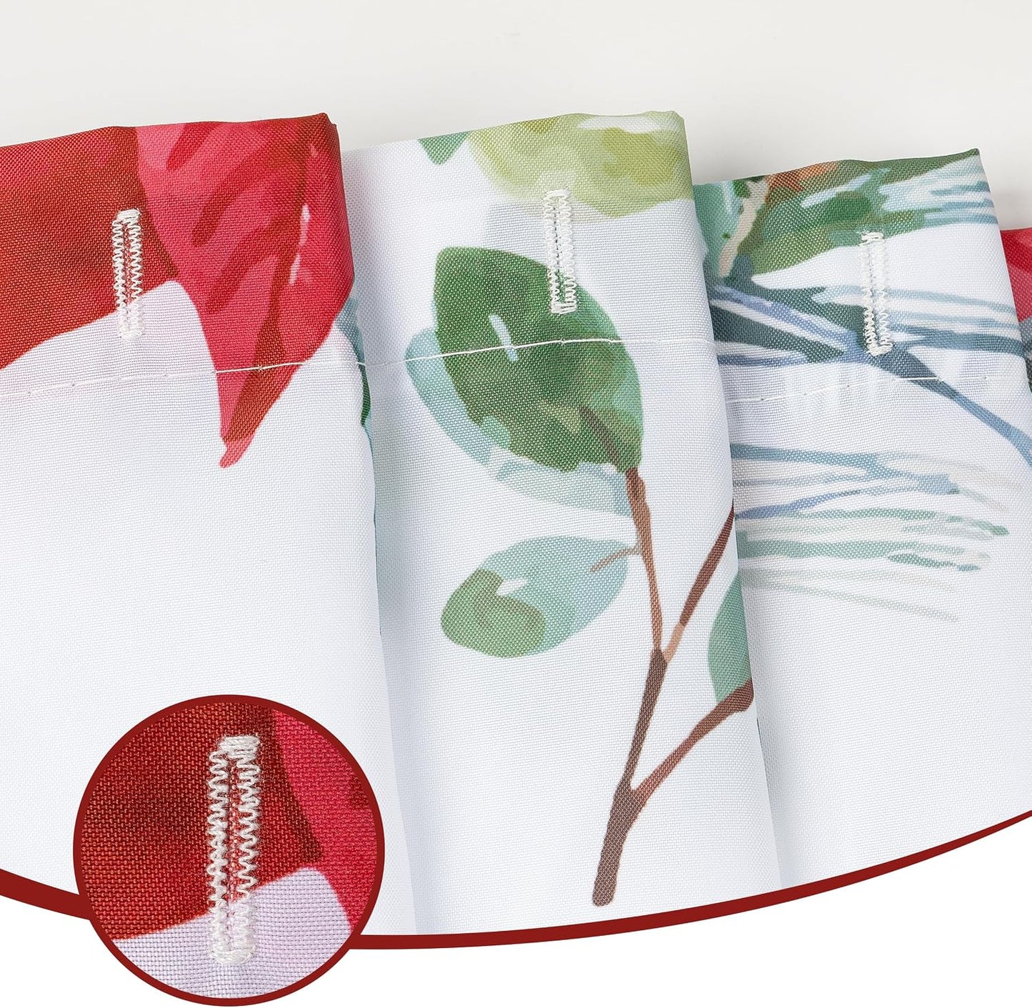 Sunlit Christmas Shower Curtain, Festive Poinsettia and Pine Botanical Holiday Print with Candy Cane Accents, Winter Farmhouse Bathroom Decor, 72" x 72"
