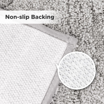 Sunlit 20"x30" Boho Decorative Textured Bathroom Rug Mat, Mid Century Modern Non-Slip Absorbent Soft Bath Mat, Organic Modern Floor Mat Dry Fast Machine Washable, Light Gray