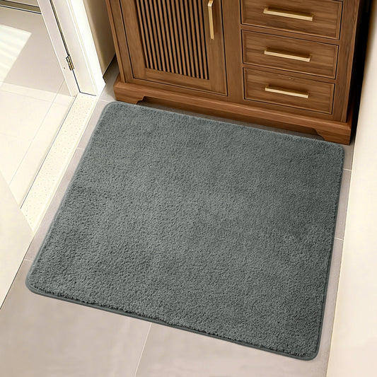 Sunlit Square Bathroom Rug 32x32, Soft Super Absorbent Bath Mat Quick Dry, Washable Bathroom Mat, Non-Slip Square Bath Rug, Cozy Shower Rugs Bathmat, Gray