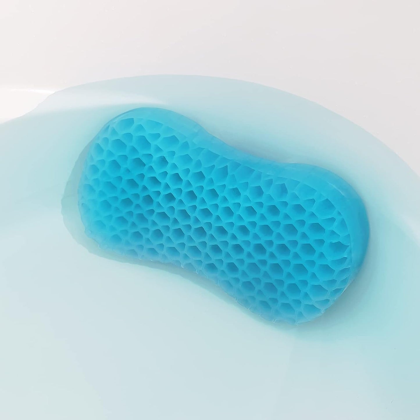 Sunlit Bath Jello Mini Gel Bath Pillows, Lumbar Pillow for Bathtub, Back Support Pillow, Gel Pillow with Non-Slip Suction Cups for Lumbar, Back Rest Support, Fits Curved or Straight Back Tubs, Ice Blue