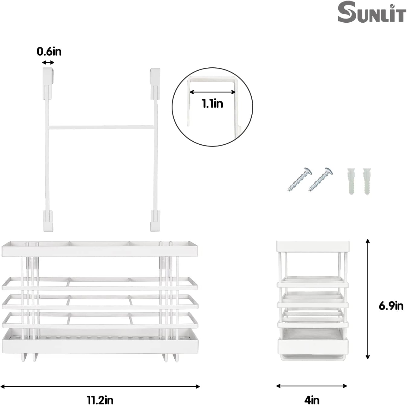 Sunlit 3 in 1 Wall Mount/Countertop/Over Cabinet Door Metal Wire Hair Product & Styling Tool Organizer Storage Basket Holder for Hair Dryer, Brushes, Flat Iron, Curling Wand, Hair Straightener Black