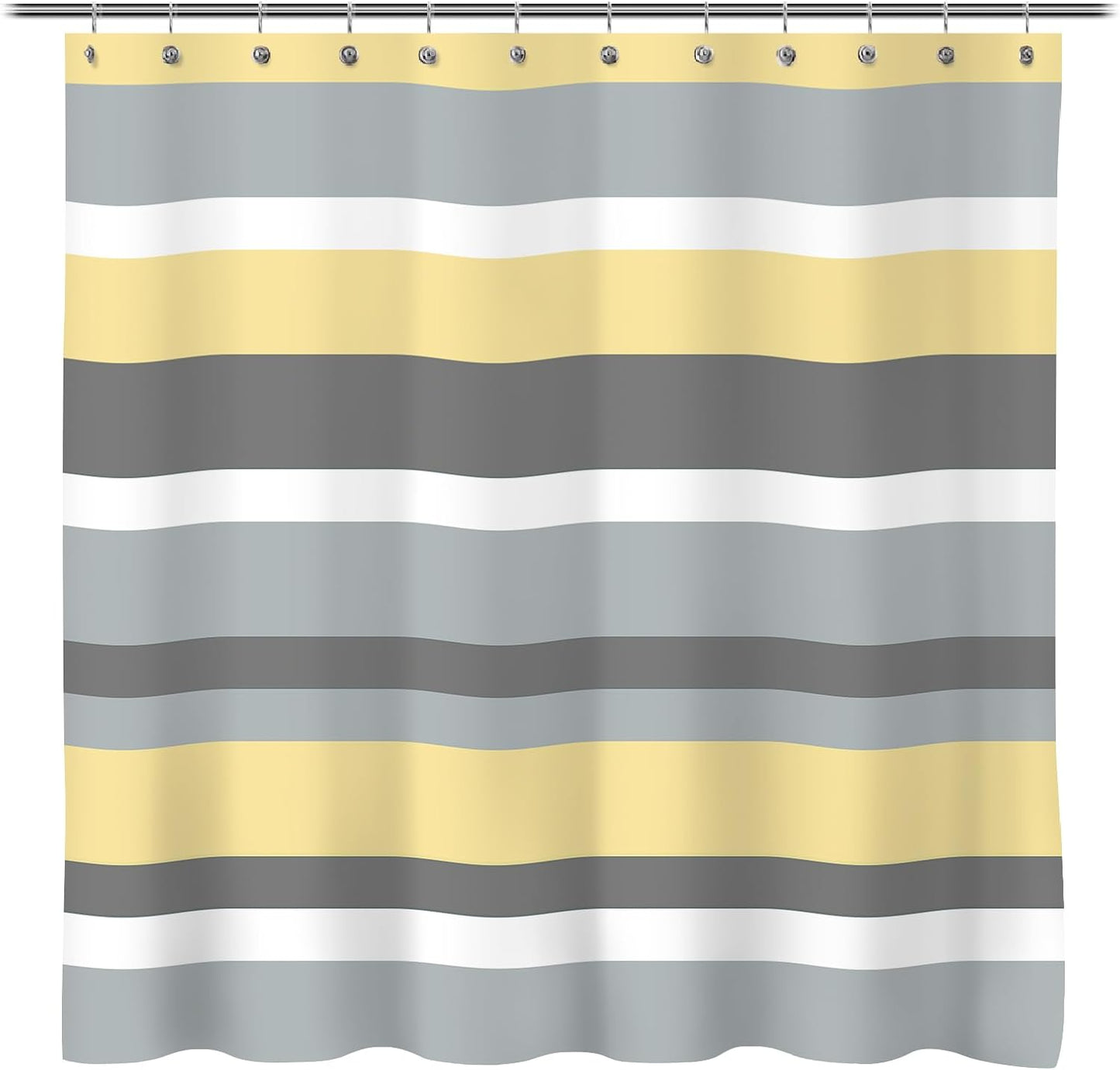 Sunlit Aqua Blue Gray Horizontal Stripes Water-Repellent Fabric Shower Curtain with Reinforced Metal Grommets Refreshing Striped Design Bathroom Decor