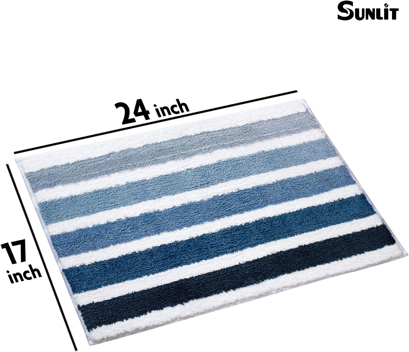 Sunlit 17"x24" Ombre Blue Bathroom Rug Non-Slip Absorbent Soft Bath Mat Set, Floor Mat Dry Fast Machine Washable.