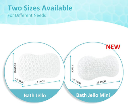 Sunlit Bath Jello Mini Gel Bath Pillows, Lumbar Pillow for Bathtub, Back Support Pillow, Gel Pillow with Non-Slip Suction Cups for Lumbar, Back Rest Support, Fits Curved or Straight Back Tubs, White