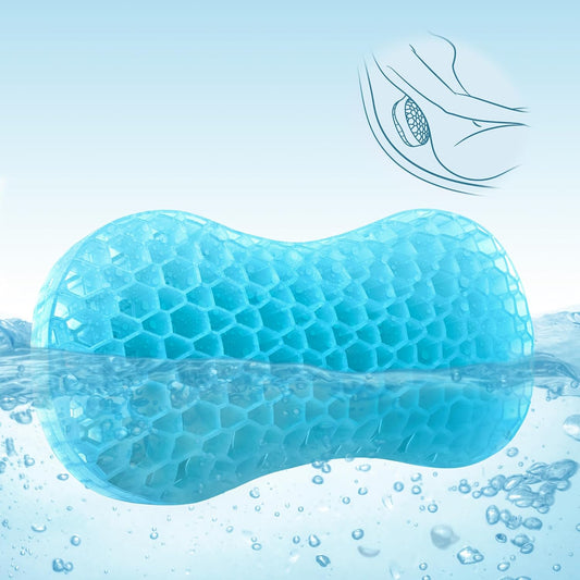 Sunlit Bath Jello Mini Gel Bath Pillows, Lumbar Pillow for Bathtub, Back Support Pillow, Gel Pillow with Non-Slip Suction Cups for Lumbar, Back Rest Support, Fits Curved or Straight Back Tubs, Aqua