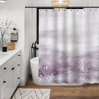 Sunlit Design Dreamy Shower Curtain, Flowering Vines in Pastel Cloud Fabric Shower Curtain with Purple Background, Bathroom Decoration Art Painting Shower Curtains, Purple, 71" x 71"