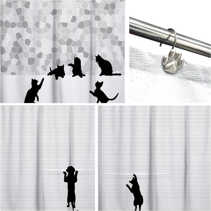 Sunlit Fashion Design Cute Paw Print Polished Shower Curtain Hooks for Dog Cat and Bear, Rust Proof Oil Rubbed Metal Shower Curtain Rings-12 Pack